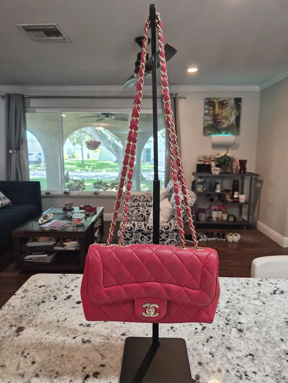 Chanel 15B Lipstick Red Lambskin Classic Mini Flap Bag GHW Rectangular